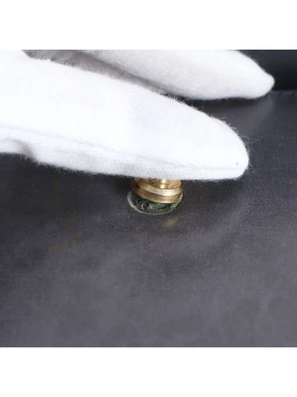 Gucci Vintage Leather Handbag Tote Navy Ebm - Picture 10 of 11